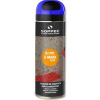 Soppec – Traceur chantier fluorescent bleu fluo – Durée de marquage 3 à 6 mois – Aérosol 500 ml pour béton et bitume – Capot de sécurité breveté
