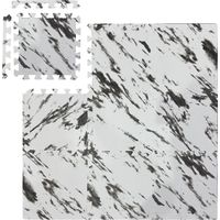 Relaxdays Floor Protection Mat, 36 Puzzle Pads for Sports & Fitness Equipment, 3.4 m², EVA Foam, BPA-free, White Marble
