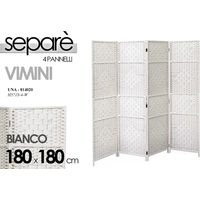 Separé aus weißem Rattan 4 Paneele 180x180 cm