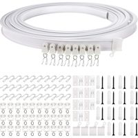 Support de tringle à rideaux flexible de 5 m et tringle à rideaux incurvée (blanche avec crochet argenté)