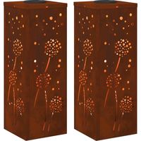 vidaXL Solar LED Pathway Light 2 pcs Rusty Weathering Steel