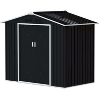 Casetta da Giardino Metallo Doppia Porta Scorrevole Prese d'Aria Grigio Scuro 277x195x192 cm