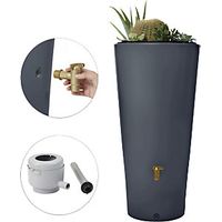 4rain VASO 2in1 serbatoio per pioggia 220 litri grigio grafite incl. rubinetto in plastica e raccordo pluviale