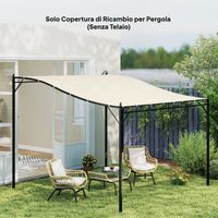 Bâche de rechange pour pergola de jardin 2,5 x 3 m avec 8 trous de drainage, polyester, 297 x 243 cm, beige
