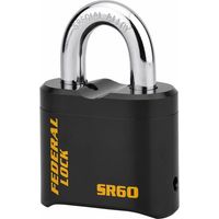 THIRARD - Cadenas à combinaison Fédéral Lock SR, acier, 4 chiffres, chantier, anse acier, 62mm, noir - THIRARD