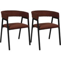 The Home Deco Factory – Lot de 2 chaises en velours côtelé rouge et noir – Structure minimaliste – Confort vintage chic – Pour table à manger ou coin lecture