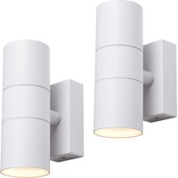Litecraft Kenn Wall Light Outdoor Up & Down IP65 Rated Fitting in White - 2 Pack