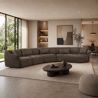 Ecksofa braune anthrazitfarbene Mikrofaser – 7 Personen – Mentis