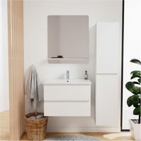 Conjunto mueble de lavabo sencillo 60 cm + grifo + espejo + columna SORRENTO