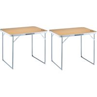 Lot de 2 tables de camping pliables 4 places - O'Camp - Forme valise - 80 x 60 x 70 cm