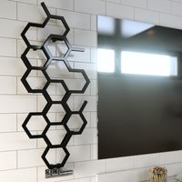 1220 x 486mm Terma Hex Designer Radiator Vertical Matt Black Single Panel
