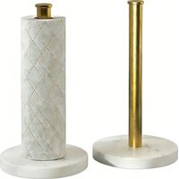Paper Towel Holder - Stainless Steel Rod with Natural Marble Base - Countertop Standing Design for Kitchen and Bathroom - 1 Piece