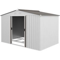 Casetta da Giardino in Lamiera Acciaio Doppie Porte Scorrevoli 277x195x192cm Argento