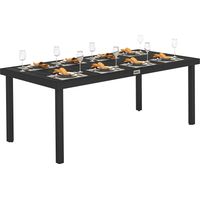 Table de jardin pour 8 personnes en aluminium et plastique, noir