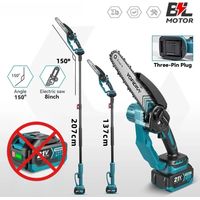 Motosierra eléctrica sin escobillas YOFIDRA de 8 pulgadas con pértiga telescópica, herramienta de corte inalámbrica para podar árboles de jardín, compatible con batería Makita de 21V, Sin batería