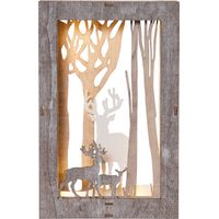 EGLO LED Weihnachtsdeko, rechteckige Weihnachts-Silhouette mit Wald-Motiv, Winterlandschaft mit batteriebetriebener Beleuchtung, warmweiß