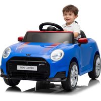12V Electric Kids Ride on Car BMW MINI Licensed, Remote Control, Electric Car for Kids, Speeds Up to 3 Km/h, Horn, LED, Music, Ages 3+, Blue