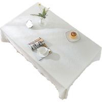 Tablecloth - Cotton Linen - Outdoor Patio Indoor Use - Fade Resistant Wrinkle Free - With Fringe Edge - 1 Piece