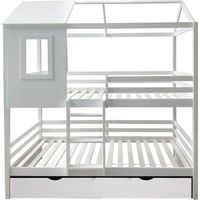 Etagenbett + Schublade Holz weiß 90x190/90x190cm