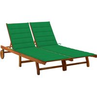Lettino prendisole sedia a sdraio lettino prendisole letto da giardino mobili da esterno per patio 2 posti con cuscini legno massello di acacia 020012236