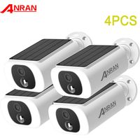 Telecamera di sorveglianza esterna wireless WiFi solare, 3MP telecamera solare con audio bidirezionale, rilevamento movimento PIR, compatibile con Alexa ANRAN C3 - 4 pezzo