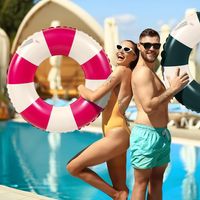 Bouée Gonflable Rétro Rayée – Anneau De Natation PVC – Décoration Et Jeux Pour Piscine, Plage Et Vacances
