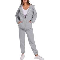 Ensemble de jogging à capuche zippé pour femme, extensible, confortable, respirant, en polyester, vêtements de sport pour la gym, le yoga et les sorties décontractées