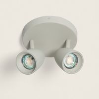 Lampada da Soffitto Circolare Orientabile Alluminio 2 Lampade Adrien Grigio Pietra