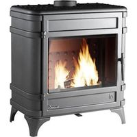 Invicta – Poêle à bois fonte Siam anthracite 12kW – Surface de chauffe 65 à 145m² – Flamme verte 7 étoiles – Évacuation des fumées par le dessus
