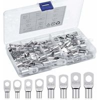 Kit de bornes à sertir, bornes électriques 6 mm², 10 mm², 16 mm², 25 mm², bornes à anneau, bornes en cuivre étamé, connecteurs SC, adaptés aux batteries automobiles et motos (120 pièces).