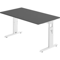 bümö Schreibtisch Serie-O Rechteck: 140 x 80 cm Graphit Weiß