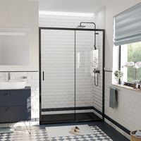 Ceramia Porta scorrevole anticalcare PURA 140x195 cm con profili neri opachi (CERAHP140B)