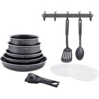 Batterie de cuisine - Tous feux dont induction - ART & CUISINE - AC1083 - Aluminium - 10 pièces - Noir