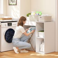 Meuble au-dessus du lave-linge. Organisateur de salle de bain au-dessus des toilettes avec étagères ouvertes. Blanc