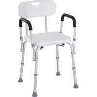Sedia per Doccia in Alluminio con Altezza Regolabile e Piedini Antiscivolo, 51.5x51.5x71-84cm, Bianco