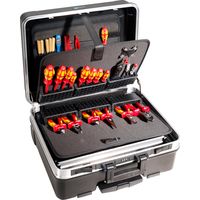 Werkzeugkoffer go mit Rollen + Werkzeughalter, Werkzeugbox ohne Inhalt, B&W
