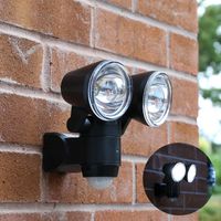 Festive Lights Outdoor Security Wall Light, Battery Operated Twin Head Spot Light with PIR Motion Sensor, 350 Lumen LED Floodlight