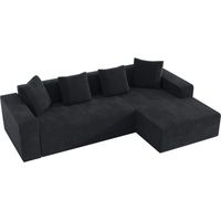 Canapé Fully compressed boneless sofa cloud combination L-shaped Corduroy Black 261.00x146.00x65.00 ZIPSOFA