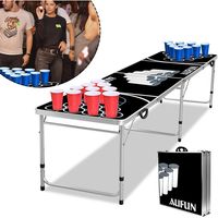 Table de ping pong Beer Pong Set de table avec 100 gobelets,réglable en hauteur Jeux de fête table de pong pliables avec 5 balles HENGMEI-DOU