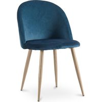 Dining Chair - Velvet Upholstered - Scandinavian Style - Evelyne Dark blue