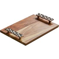 Plateau en bois poignées en aluminium 38 cm