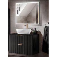 Ensemble meuble vasque à poser 80 cm en bois + miroir - Georgia Black - Livraison gratuite