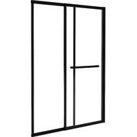 Parete per vasca da bagno scorrevole con portasciugamani 120 x 140 cm Nero opaco - WAIMEA