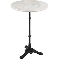 Table haute ronde en marbre blanc Ø60 cm – Pied en fonte noire – Hauteur 108,5 cm – Pour intérieur et extérieur – Amadeus