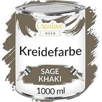 Creative Deco Kreidefarbe Khaki 1L Matt und Abwaschbar für Holzmöbel