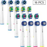 Compatibles avec les têtes de brosse à dents électriques Oral-B Braun, têtes de brosse à dents adaptées aux Oral-B Pro1000/2000, 4 Sensitive, 4 Precision, 4 Floss, 4 Cross (blanches, 16 pièces)