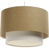 Suspension boho élégant en tissu structuré et diffuseur rotin - Ø 60 cm - H35 cm