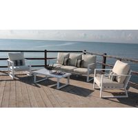 Hevea BOLONIA et AYANA salon de jardin blanc 4 places