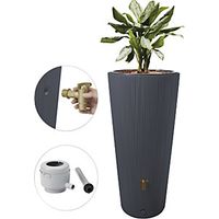 4rain VASO 2in1 DECOR serbatoio per pioggia 220 litri grigio grafite incl. rubinetto in plastica e raccordo pluviale