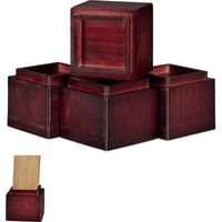 Relaxdays Möbelerhöher 4er Set, Erhöhung um 8,5 cm, für Tische, Stühle und andere Möbel, HxBxT 10x11,5x11,5 cm, rotbraun